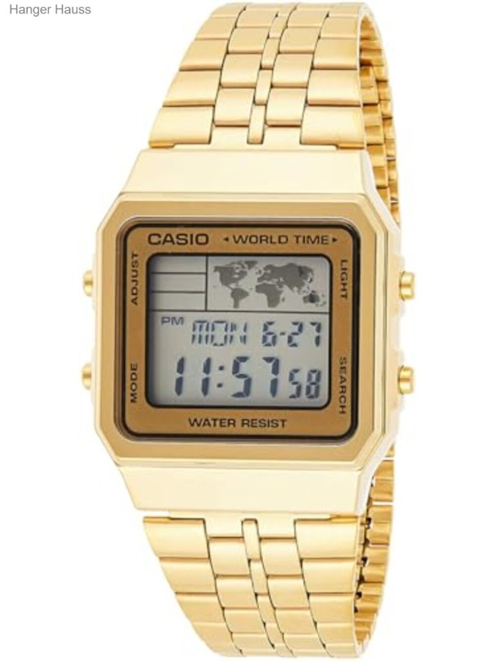 Retro Gold Digital Watch Men's Vintage Collection Alarm Chronograph World Time